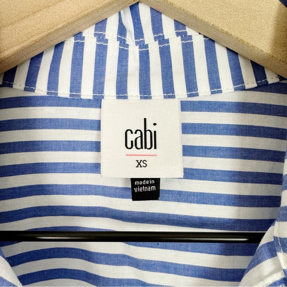 CAbi 6085 Prep School Blue Stripe Button Up Shirt Size XS EUC! - Picture 12 of 13